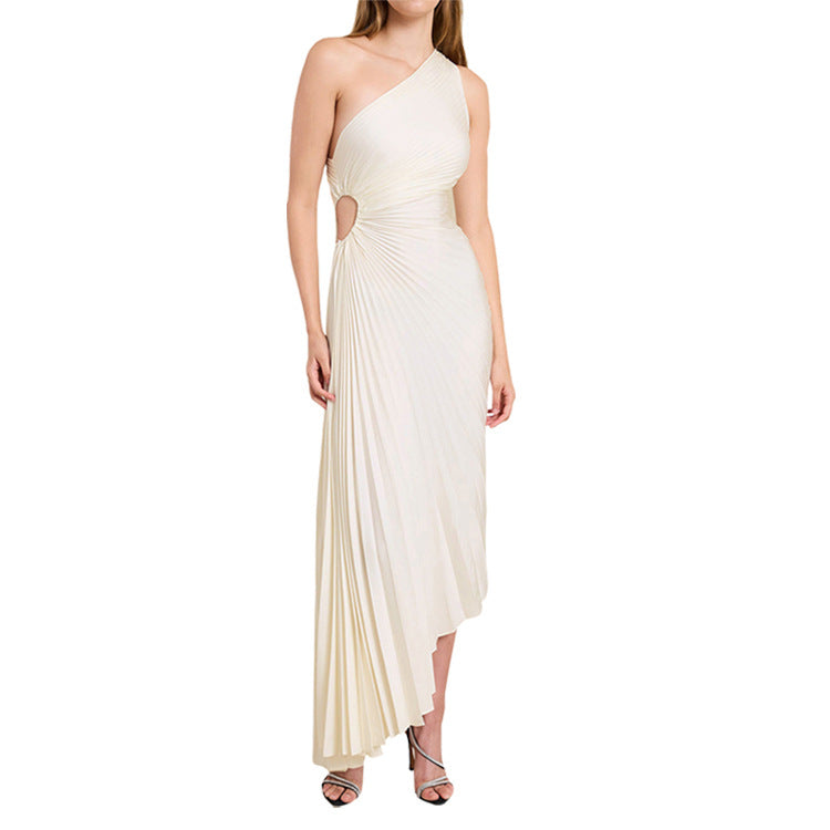 SYLVIANA® ONE-SHOULDER PLEATED MIDI DRESS