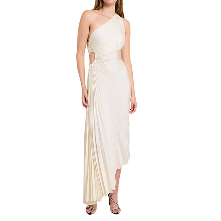 SYLVIANA® ONE-SHOULDER PLEATED MIDI DRESS