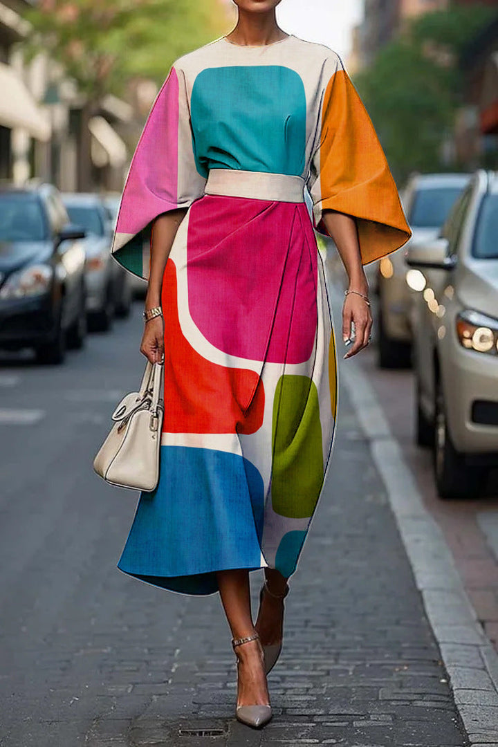 Carola | Stylish Batwing Sleeve Long Dress