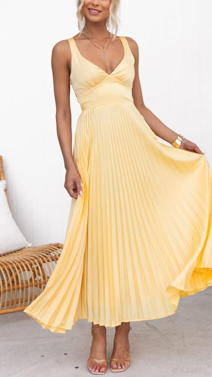 ABY® YELLOW PLEATED V-NECK