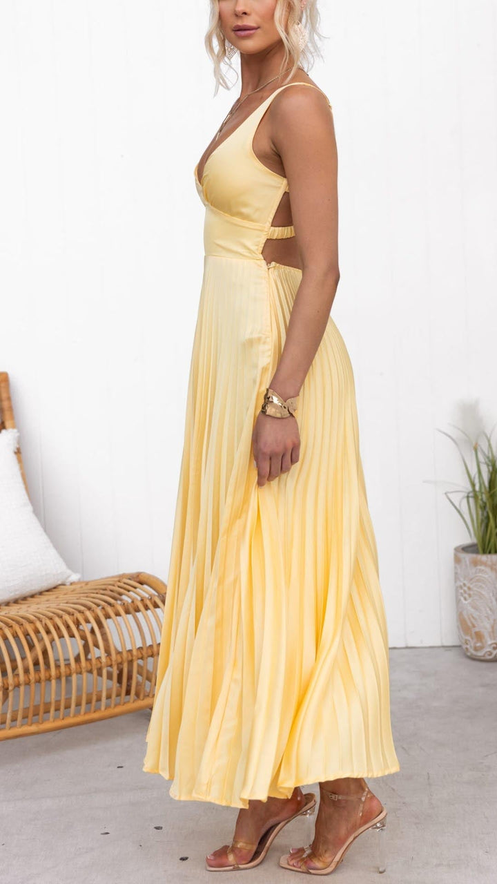 ABY® YELLOW PLEATED V-NECK