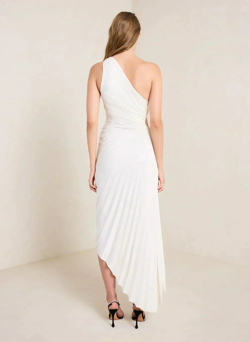 SYLVIANA® ONE-SHOULDER PLEATED MIDI DRESS